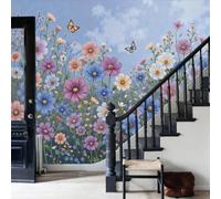 Mural Decorativo TNT estilo ferme de campagne française margaritas silvestres coloreadas Papel Pintado Moderno para Dormitorio Salón 368x254cm No Autoadhesivo