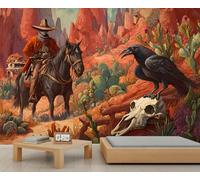 Mural del Oeste con Caballos Salvajes Hermoso Paisaje de Atardecer Abstracto Ideal para Dormitorio de Niñas Sala de Estar Sofá O Fondo de TV Grande Póster de 200 X 140 cm