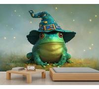 Mural encantado mago estrellado rana - extraíble gran arte de pared para el dormitorio/sala de estar, linda decoración de la criatura mágica 350x250cm (No es autoadhesivo)