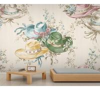 Mural Floral Estilo Western con Sombrero Vintage Papel Pintado Retro para Niñas Elegante y Campestre Ideal para Dormitorio Sala de Estar O Fondo de TV Mural de 500 X 350 cm