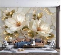 Mural Flores Mármol En Relieve 3D 150×105 Cm Murales Decorativos Pared Lujo Moderno Papel Pintado, Moderno Decoración De Paredes Para Salón Dormitorio Pasillo Comedor