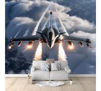 Mural Fotográfico Aviones Militares 350x256 cm Murales Decorativos Pared 3D Papel Pintado, Moderno Decoración de Paredes para salón Dormitorio Pasillo Comedor