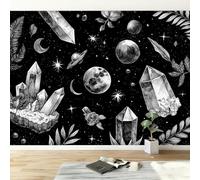 Mural fotográfico con efecto 3D celestial, 400 x 280 cm, papel tapiz abstracto monocromático de luna y estrellas no tejido para salón, sala de juegos, dormitorio, guardería, decoración de pared