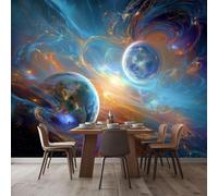 Mural fotográfico de ciencia ficción con temática de galaxias espaciales, decoración moderna para sala de estar y habitación infantil - Multicolor, 300 cm x 210 cm. Adhesivos - Cuadro sin marco - Póst