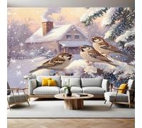 Mural Fotográfico Escena de tres tetas en la nieve Papel Pintado 3D Tejido No Tejido Moderno Arte Dormitorio Sala de Estar Hogar TV Fondo Pared PóSter Decorativo 350x250 cm
