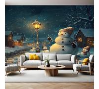 Mural Fotográfico Familia de muñecos de nieve de dibujos animados Papel Pintado 3D Tejido No Tejido Moderno Arte Dormitorio Sala de Estar Hogar TV Fondo Pared PóSter Decorativo 350x250 cm