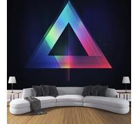 Mural Fotográfico Geometría 350×256cm Murales Decorativos Pared 3D Azul Oscuro Papel Pintado de Seda,Triángulo Moderno Decoración de Paredes para salón Dormitorio Pasillo Comedor
