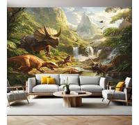 Mural Fotográfico Mundo de dinosaurios de dibujos animados Papel Pintado 3D Tejido No Tejido Moderno Arte Dormitorio Sala de Estar Hogar TV Fondo Pared PóSter Decorativo 350x250 cm