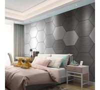 Mural fotográfico personalizado 3D geométrico gris plateado,papel tapiz creativo para sala de estar,sofá,TV,fondo,decoración de pared 250cm(W)×175cm(H)