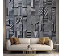 Mural Fotográfico Personalizado,Papel Tapiz Moderno 3D Negro,Pequeño Cuadrado,Madera Maciza,Arte,Tv,Sofá,Decoración Del Hogar,Fondo De Pared-350X256Cm