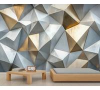 Mural geométrico 3D estereoscópico para pared, papel pintado geométrico para salón o dormitorio, diseño abstracto moderno de 100x70 cm (no autoadhesivo).