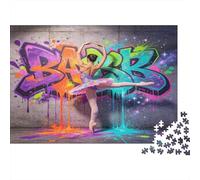 Mural Graffiti Bailarina Puzzle de 1000 Piezas Papel para Adultos Arte Urbano Colorido Relajación Familia Decoración Regalo 52x38cm/1000pcs