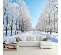 Mural moderno 3D que decora el dormitorio, árboles de invierno, bosques, paisaje, sala de estar creativa, sofá, televisión, papel tapiz-250cm×170cm