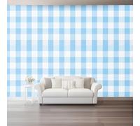 Mural Panorámico Papel, Tapiz Azul Minimalismo Geometría Cuadrados. Decoración De Pared Arte Adhesivo De Seda para Mueble Papel Pared Salon Cocina 150 x 105 cm（WxH