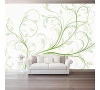 Mural Panorámico Papel, Tapiz Blanco Abstracto Elegante Curvilíneo Decoración De Pared Arte Adhesivo De Seda para Mueble Papel Pared Salon Cocina 400 x 280 cm（WxH