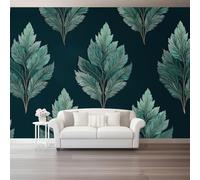 Mural Panorámico Papel, Tapiz Negro Minimalismo Plantas Hojas De Palma Decoración De Pared Arte Adhesivo De Seda para Mueble Papel Pared Salon Cocina 150 x 105 cm（WxH