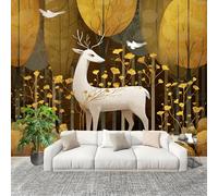 Mural Papel Pintado 3D 200x140cm Animales Del Bosque De FantasíA Fotomurales Tejido No Tejido Antiarrugas Póster MarróN Claro Murales Fotográfico Moderno Decoración de Paredes