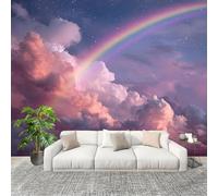 Mural Papel Pintado 3D 200x140cm ArcoíRis De Cielo Estrellado De EnsueñO Fotomurales Tejido No Tejido Antiarrugas Póster Vistoso Murales Fotográfico Moderno Decoración de Paredes