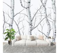 Mural Papel Pintado 3D 250x175cm Bosque Dibujado A LáPiz A Mano Fotomurales Tejido No Tejido Antiarrugas Póster Blanco Gris Murales Fotográfico Moderno Decoración de Paredes