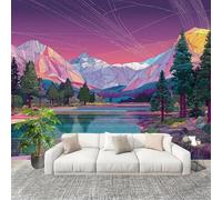 Mural Papel Pintado 3D 300x210 cm Abstracto MontañAs GeometríA Fotomurales Tejido No Tejido Antiarrugas Póster Vistoso Murales Fotográfico Moderno Decoración de Paredes
