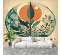 Mural Papel Pintado 3D 400x280cm Retro GeoméTrico De Origen Vegetal Fotomurales Tejido No Tejido Antiarrugas Póster MarróN Claro Murales Fotográfico Moderno Decoración de Paredes
