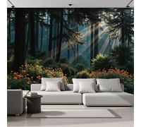 Mural Papel Pintado 3D Foto Mural Paisaje Natural Bosque Soleado Tv Fondo Pintura de Pared Decoración Fotomural Sala de Estar Pared Papel Tapiz Seda-350Anx256Al cm