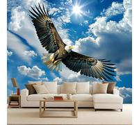 Mural Papel Pintado Águila Calva Volando Pájaro Aguila Murales 3D Papel Tapiz Fotográfico Tejido No Tejido Modernos Fotomurales Decorativos Pared Para Salon Dormitorio Oficina Decoración 350x256 cm