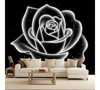 Mural Papel Pintado Pared Floral, Murales De Pared Floral Dramático 150X105Cm Ilusión Óptica 3D Mural Decorativo Arte wallpaper Moderno Pared De Acento Salón Dormitorio Fácil De Colocar