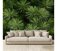 Mural Papel Pintado Plantas Verdes Agujas de Pino Mural Pared 3D Papel Pintado Fotomural para Dormitorio Salón Habitación Habitación de los Niños Fondo de TV Tema Papel no Tejido Pintura Mural