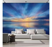 Mural Papel Pintado Puesta De Sol Sobre El Mar Larga Exposición 400x280cm, Papel Pintado Panorámico Paisaje Natural De Ensueño De Seda Decoración De Pared Sala TV Fondo Decorativos Murales Xxl Grande