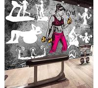 Mural Papel pintado Retro Pared de cemento Belleza Deportes Fitness Gimnasio Herramientas Fondo Decoración de pared * 250cmx175cm(98.4x68.9inch)