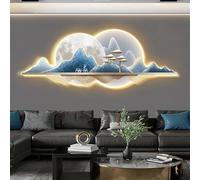 Mural para colgar en la pared, fuente de alimentación enchufable, esculturas de pared artísticas con luz LED, imagen de paisaje creativo chino para pared para el hogar, la sala de estar, el estudio