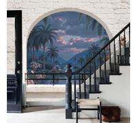Mural Pared Papel Pintado Paisaje natural subtropical bohemio Palmera de coco con forma de flamenco Decorativo para Salón Dormitorio Tamaño 200x140cm No Autoadhesivo