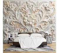Mural Pared Texturizado 3D Diseño Diosas Gemelas en Relieve 320 X 600 cm Papel Pintado Autoadhesivo Impermeable Removible Ideal para Sala Estar Dormitorio Decoración Clásica Del Hogar.