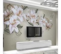 Mural pintado con lirios en óleo en 3D papel pintado para salón pared de fondo dormitorio; tapiz decorativo de estilo Art Déco