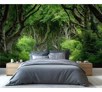 Mural Setos Oscuros Encantados - Túnel Mágico de Árboles y Sendero Forestal - Arte Mural para Sala de Estar, Papel Tapiz de Bosque Místico 150x105cm (No es autoadhesivo)