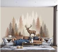 Murales 3D De Seda, Pintado Panorámico Alce Del Bosque De Pinos Mural Para Artística, Papel Tapiz Fotográfico Minimalismo Nórdico Decoración Póster De Pared Salón Dormitorio 400x280cm
