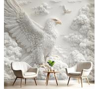 Murales 3D De Seda,Pintado Panorámico Blanco Águila De Nube Blanca Mural Para Artística,Papel Tapiz Fotomurales Animales Del Paisaje Decoración Póster De Pared Salón Dormitorio,200X140Cm