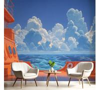 Murales 3D De Seda, Pintado Panorámico Crucero Cubierta Mural Para Artística, Papel Tapiz Fotomurales Estilo De Vida Viajero Decoración Póster De Pared Salón Dormitorio, 250 x 175cm