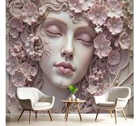 Murales 3D De Seda, Pintado Panorámico Femenino Relieve Mural Para Artística, Papel Tapiz Fotomurales Delicado Floral Figura Decoración Póster De Pared Salón Dormitorio, 400 x 280cm