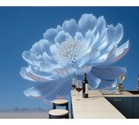 Murales 3D De Seda, Pintado Panorámico Flores Azules 3D Mural Para Artística, Papel Tapiz Fotográfico Escultura Moderna De Flores Decoración Póster De Pared Salón Dormitorio 300x210cm