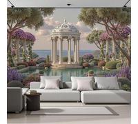 Murales 3D De Seda, Pintado Panorámico Jardín Griego Antiguo Mural Para Artística, Papel Tapiz Fotomurales Estanque Cenador Decoración Póster De Pared Salón Dormitorio, 250 x 175cm