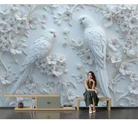 Murales 3D De Seda, Pintado Panorámico Loro Mural Para Artística, Papel Tapiz Fotomurales Relieve Flor Decoración Póster De Pared Salón Dormitorio, 400 x 280cm