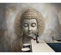 Murales 3D De Seda, Pintado Panorámico Serena Y Pacífica Escultura Mural Para Artística, Papel Tapiz Fotográfico Arte De Meditación Oriental Decoración Póster De Pared Salón Dormitorio 350x256cm