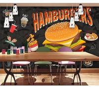 Murales 3D Hamburguesa Occidental Pollo Frito Restaurante De Comida Rápida Fondo De Pantalla De Comida Fondo De Pantalla De Restaurante*250cmx175cm(98.4x68.9inch)