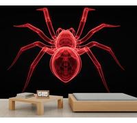 Murales de Anatomía de Araña Gótica, Diseño de Rayos X Rojo, Decoración de Arte Oscuro para Salas de Juegos y Estudios 300x210cm (No es autoadhesivo)