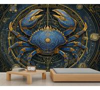 Murales de cáncer, papel tapiz de cangrejo de bronce con diseño de astrología, papel pintado vintage del zodiaco para habitación de los niños para dormitorio, póster mural, sala de estar, comedor