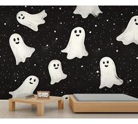 Murales de fantasmas para Halloween, papel tapiz lindo para habitación de niños, papel de pared negro para dormitorio, póster mural, sala de estar, comedor, decoración de 232 x 158 cm