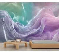 Murales de flujo abstracto colorido, texturas suaves de ondas y tonos pastel, decoración artística para la ambientación del hogar 400x280cm (No es autoadhesivo)