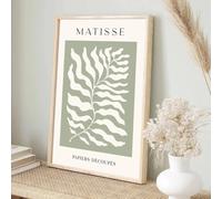 Murales de líneas geométricas abstractas de plantas verdes bohemias, impresiones de Matisse, decoración sencilla para sala de estar y hogar (50 x 75 cm)